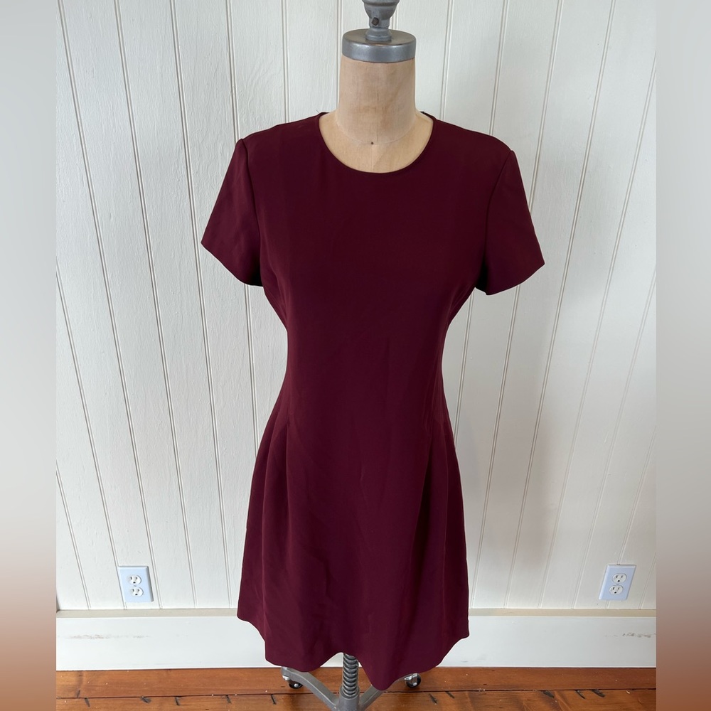 THEORY Corset Tee Dress - Admiral Crepe Red/Burgundy, 8
